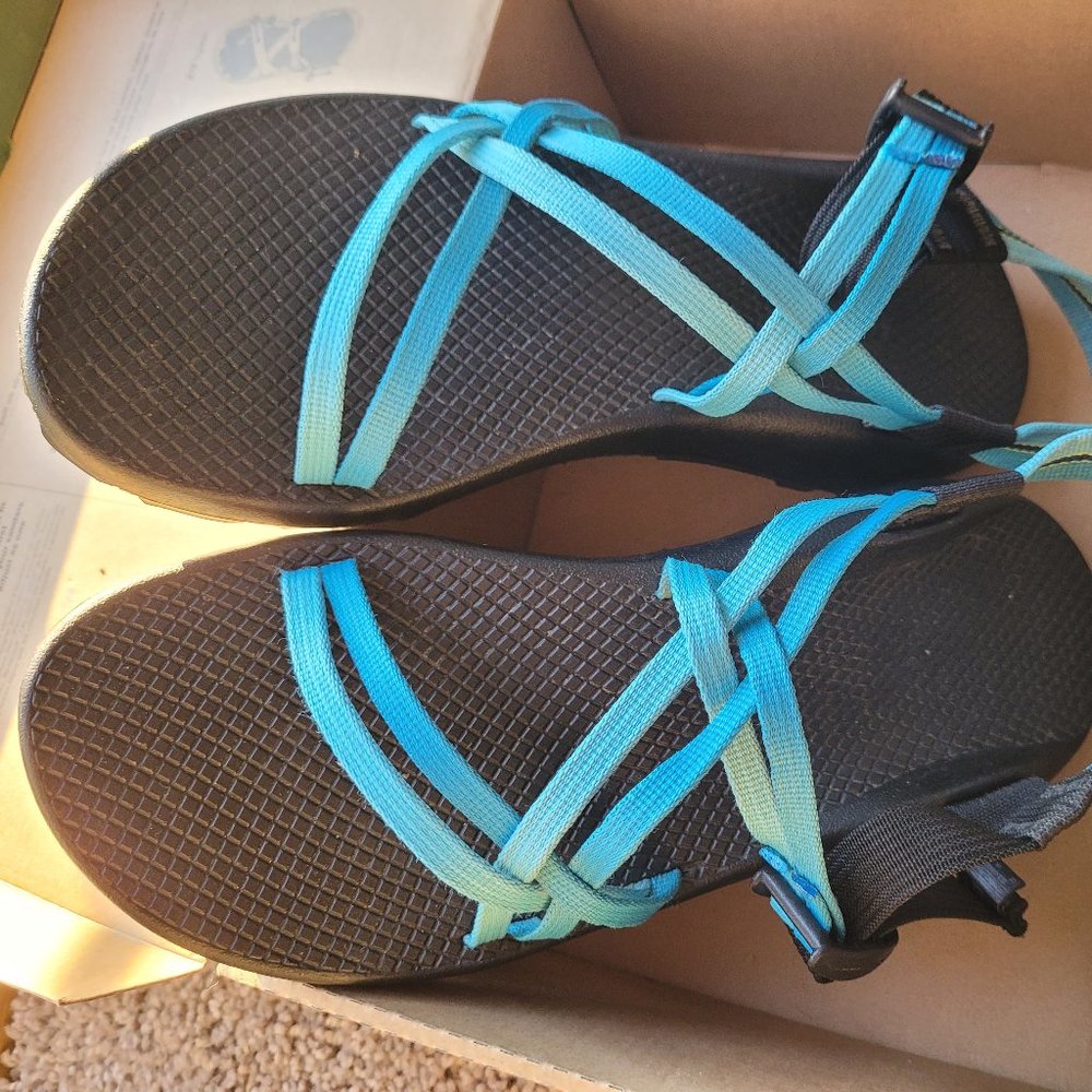 Chacos! Brand new blue & yellow womens size 10
